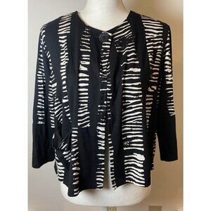 NWT Ozai N Ku Knit Jacket One Button Cardigan Artistic Black White Medium M New
